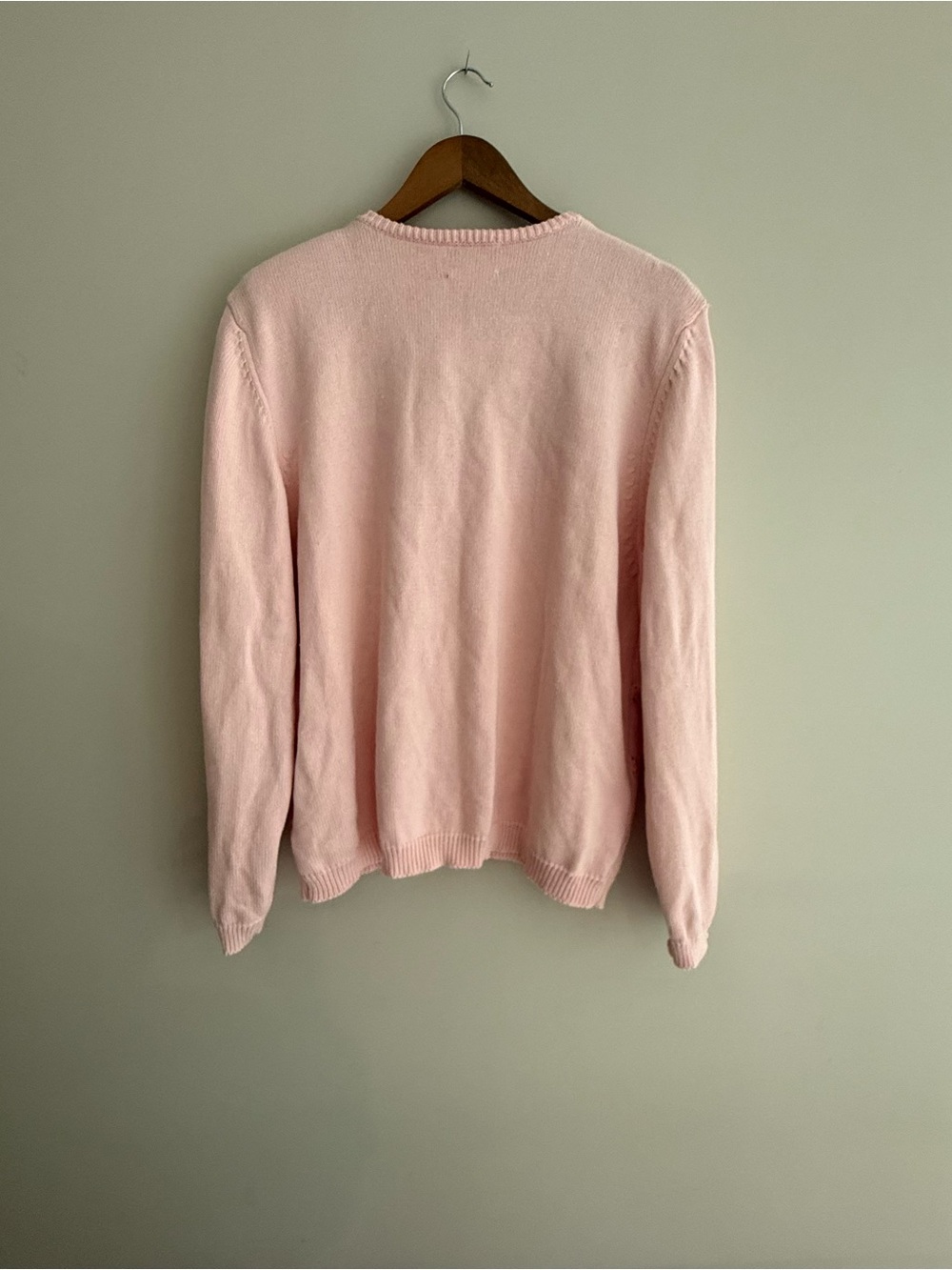 Vintage Susan Bristol Sweater Cardigan Pink Size Large Lace Knot Cotton - Picture 2 of 5